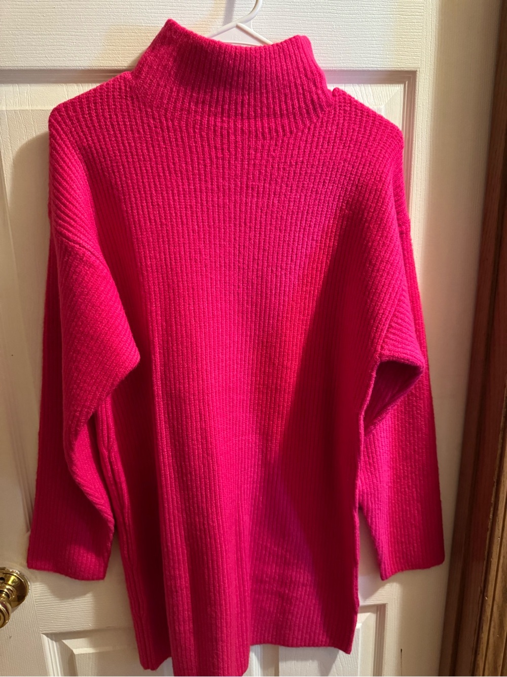 Vici Hot Pink Ribbed Mock Turtleneck Sweater dress